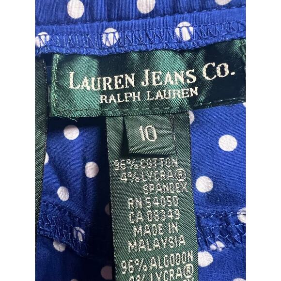 Lauren Jeans Co. Ralph Lauren Size 10 Blue White Polka Dot Capri Pants - Picture 3 of 13